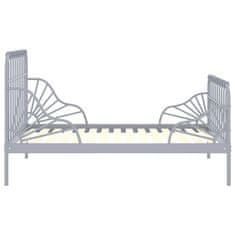Vidaxl Raztegljiv posteljni okvir siv kovinski 80x130/200 cm