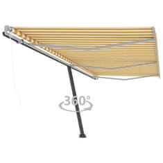 Vidaxl Prostostoječa avtomatska tenda 600x350 cm rumena/bela