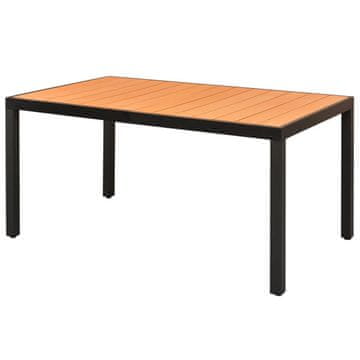 Vidaxl Vrtna miza rjava 150x90x74 cm aluminij in WPC