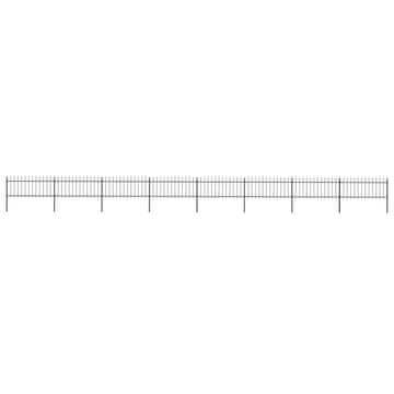 Vidaxl Vrtna ograja s suličastim vrhom jeklo 1339x80 cm črne barve