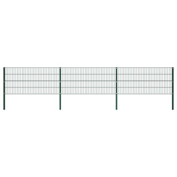 Vidaxl Ograjni panel s stebrički iz železa 522x80 cm zelen