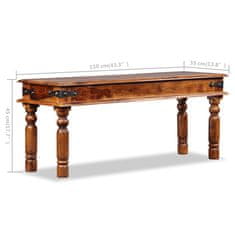 Vidaxl Grajska klop iz trdnega palisandra 110x35x45 cm