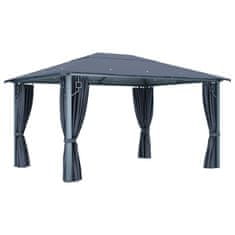 Vidaxl Paviljon z zaveso 400x300 cm antraciten aluminij