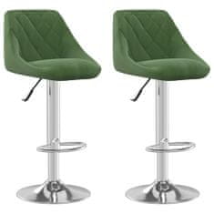 Greatstore Barski stolček 2 kosa temno zelen žamet