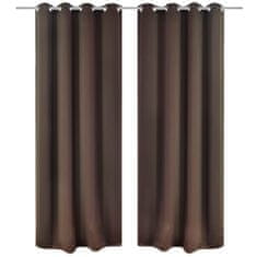 Greatstore Zatemnitvene zavese 2 kosa z obročki 135x175 cm rjave barve