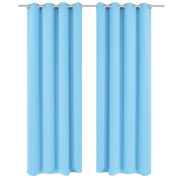 Vidaxl Zatemnitvene zavese 2 kosa z obročki 135x245 cm turkizne barve