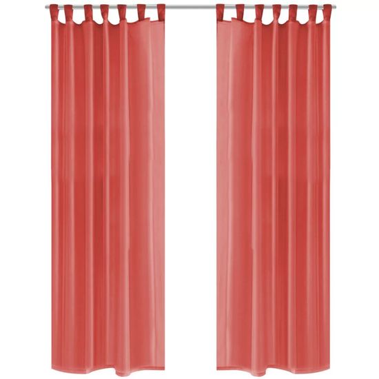 Greatstore Prosojne zavese 2 kosa 140x225 cm rdeče barve