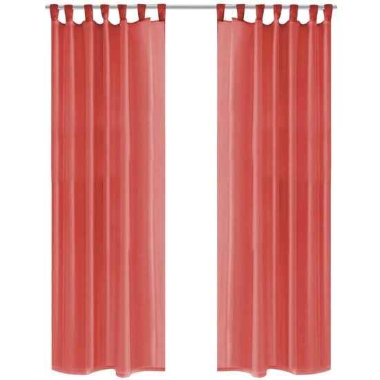 Vidaxl Prosojne zavese 2 kosa 140x225 cm rdeče barve