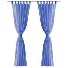 Greatstore Prosojne zavese 2 kosa 140x175 cm kraljevsko modre barve