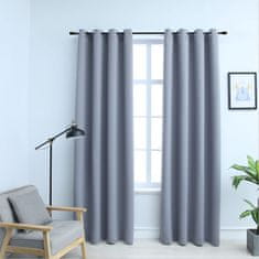 Vidaxl Zatemnitvene zavese s kovinskimi obročki 2 kosa sive 140x245 cm