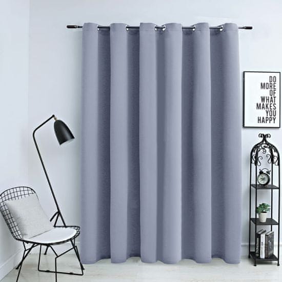 Vidaxl Zatemnitvena zavesa s kovinskimi obročki siva 290x245 cm