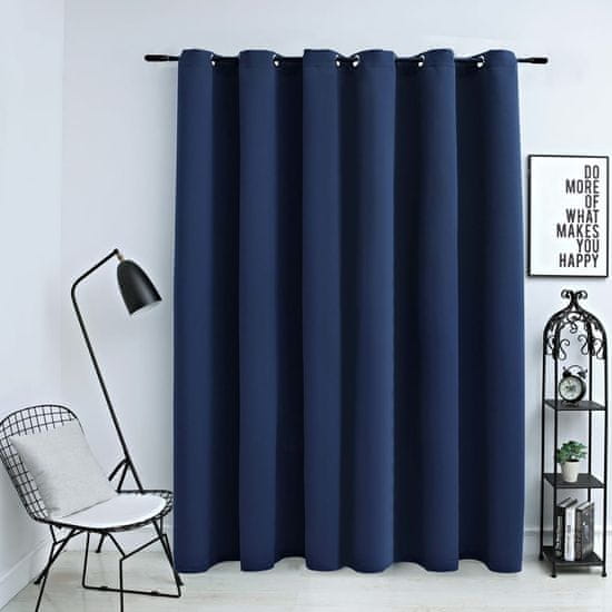 Greatstore Zatemnitvena zavesa s kovinskimi obročki modra 290x245 cm