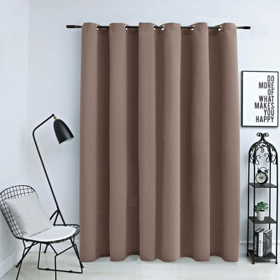 Vidaxl Zatemnitvena zavesa s kovinskimi obročki taupe 290x245 cm