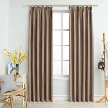 Vidaxl vidaXL Zatemnitvene zavese s kavlji, 2 kosa, taupe, 140x225 cm
