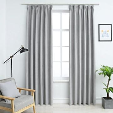 Vidaxl vidaXL Zatemnitvene zavese s kavlji, 2 kosa, sive, 140x225 cm