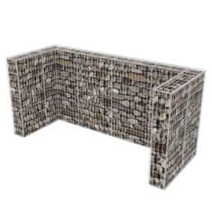 Vidaxl Gabionska trojna ograda za koš za smeti jeklo 250x100x120 cm