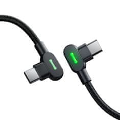Mcdodo MCDODO 90° KOTNI USB-C KABEL ZA HITRO POLNJENJE, DVOJNI USB TIPA C Z LED PRIKLJUČKOM, 2 M