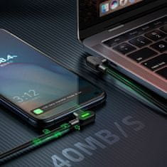 Mcdodo MCDODO 90° KOTNI USB-C KABEL ZA HITRO POLNJENJE, DVOJNI USB TIPA C Z LED PRIKLJUČKOM, 2 M