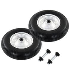 Vidaxl Kolesa za samokolnico z osmi 2 kosa trden PU 4,00-8 390 mm