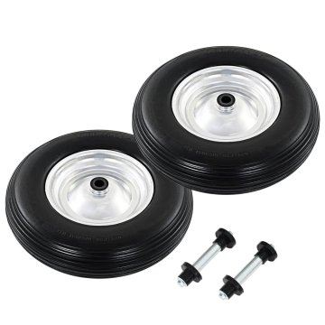 Vidaxl Kolesa za samokolnico z osmi 2 kosa trden PU 4,00-8 390 mm