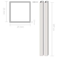 Vidaxl Cevi iz nerjavečega jekla 2 kosa kvadratne V2A 2 m 25x25x1,9 mm