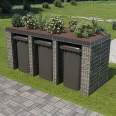 Vidaxl Gabionska stena za koš za smeti pocinkano jeklo 270x100x130 cm