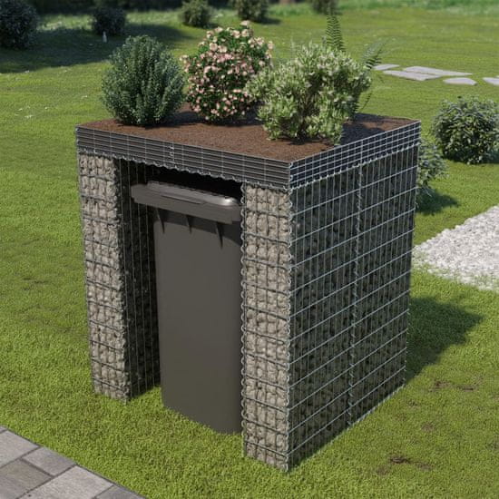 Vidaxl Gabionska stena za koš za smeti pocinkano jeklo 110x100x130 cm