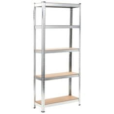 Vidaxl Polica za shranjevanje jeklo in MDF 75x30x172 cm srebrna