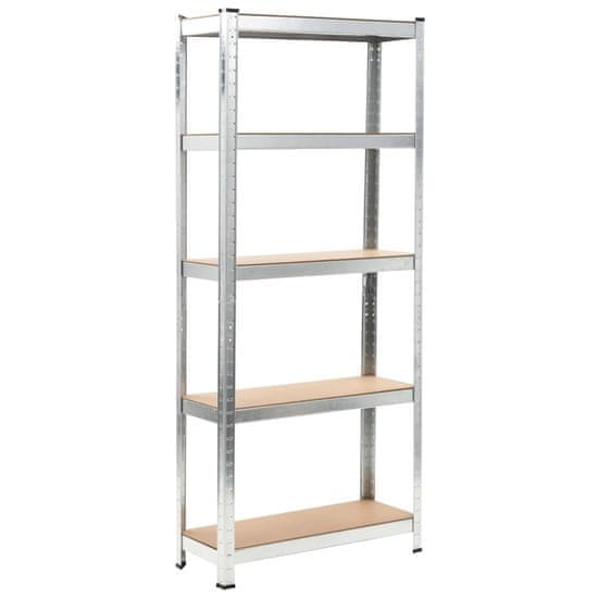 Vidaxl Polica za shranjevanje jeklo in MDF 75x30x172 cm srebrna