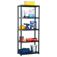 Vidaxl 5-nadstropna polica črna 71x38x170 cm plastika