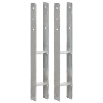 Vidaxl Ograjna sidra 2 kosa srebrna 8x6x60 cm pocinkano jeklo