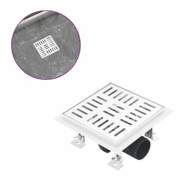 Vidaxl Kanaleta za tuš s karo vzorcem 18x18 cm nerjaveče jeklo