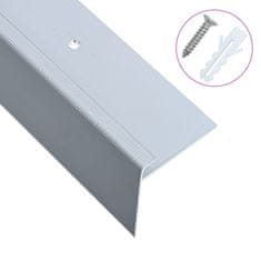 Vidaxl Obrobe za stopnice F-oblike 15 kosov aluminij 90 cm srebrne