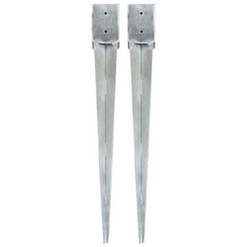 shumee vidaXL Talne konice 2 kosa srebrne 10x10x91 cm pocinkano jeklo