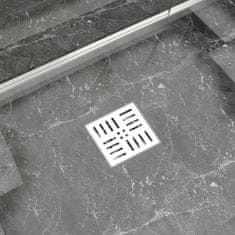Vidaxl Kanaleta za tuš s karo vzorcem 15x15 cm nerjaveče jeklo