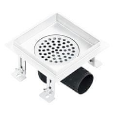 Vidaxl Kanaleta za tuš s karo vzorcem 15x15 cm nerjaveče jeklo