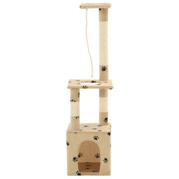 Vidaxl Mačje drevo s praskalniki iz sisala 109 cm bež s tačkami