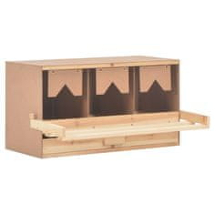 Vidaxl Gnezdišče za kokoši s 3 predelki 72x33x38 cm trdna borovina