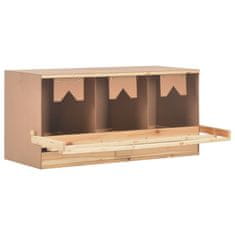 Vidaxl Gnezdišče za kokoši s 3 predelki 96x40x45 cm trdna borovina