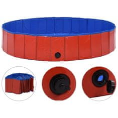 Vidaxl Zložljiv bazen za pse rdeč 160x30 cm PVC