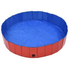 Vidaxl Zložljiv bazen za pse rdeč 160x30 cm PVC