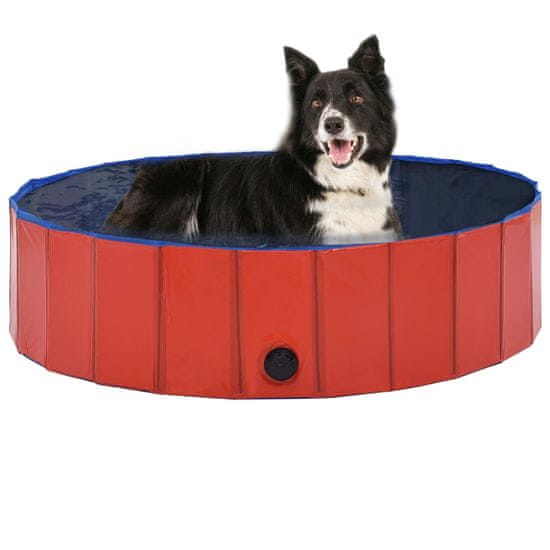 shumee Zložljiv bazen za pse rdeč 120x30 cm PVC