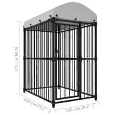 Vidaxl Zunanji pasji boks s streho 150x100x175 cm
