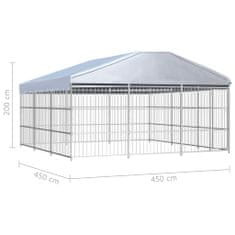 Vidaxl Zunanji pasji boks s streho 450x450x200 cm