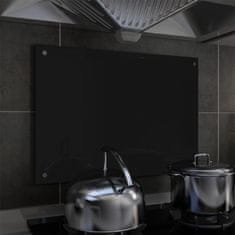 Greatstore Kuhinjska zaščitna obloga črna 70x50 cm kaljeno steklo