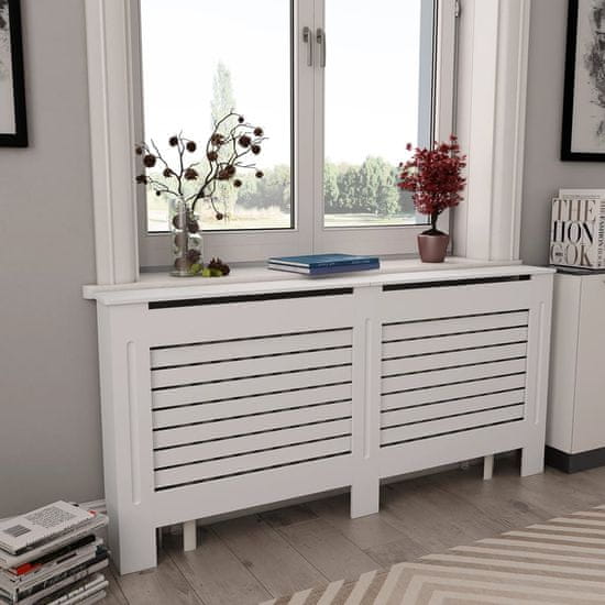 shumee vidaXL Pokrov za radiator bel 172x19x81,5 cm MDF