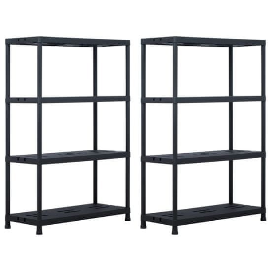 Vidaxl Stojala s policami 2 kosa plastika 220 kg 90x40x138 cm črna