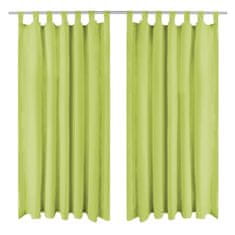 Vidaxl Zavese iz mikro satena 2 kosa z zankami 140x245 cm zelene barve