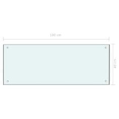shumee Kuhinjska zaščitna obloga bela 100x40 cm kaljeno steklo