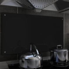Greatstore Kuhinjska zaščitna obloga črna 90x50 cm kaljeno steklo